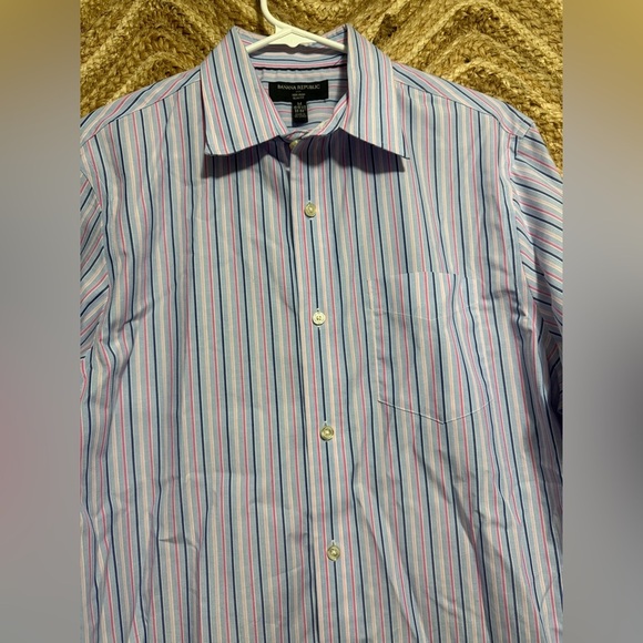 Banana Republic Striped Long Sleeve Slim Fit Button Up,Collared,Size M,Men's - Picture 2 of 10